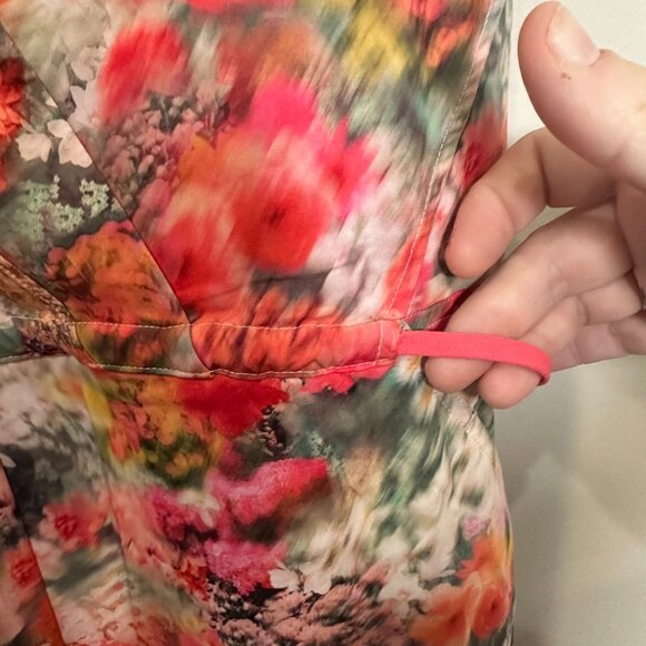 Athleta Marlow Romper Size Large Renewed Bloom Pink Pattern Tie Waist Athleisure - Picture 6 of 11